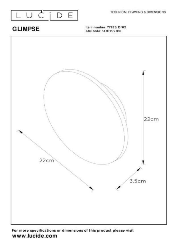 Lucide L772851002 LED nástěnné svítidlo GLIMPSE  | 11W integrovaný LED zdroj | 620lm | 2700K
