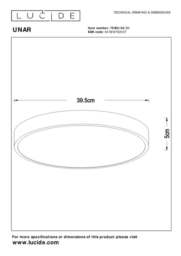 Lucide L791854031 LED přisazené stropní svítidlo UNAR  | 24W integrovaný LED zdroj | 1550lm | 2700K