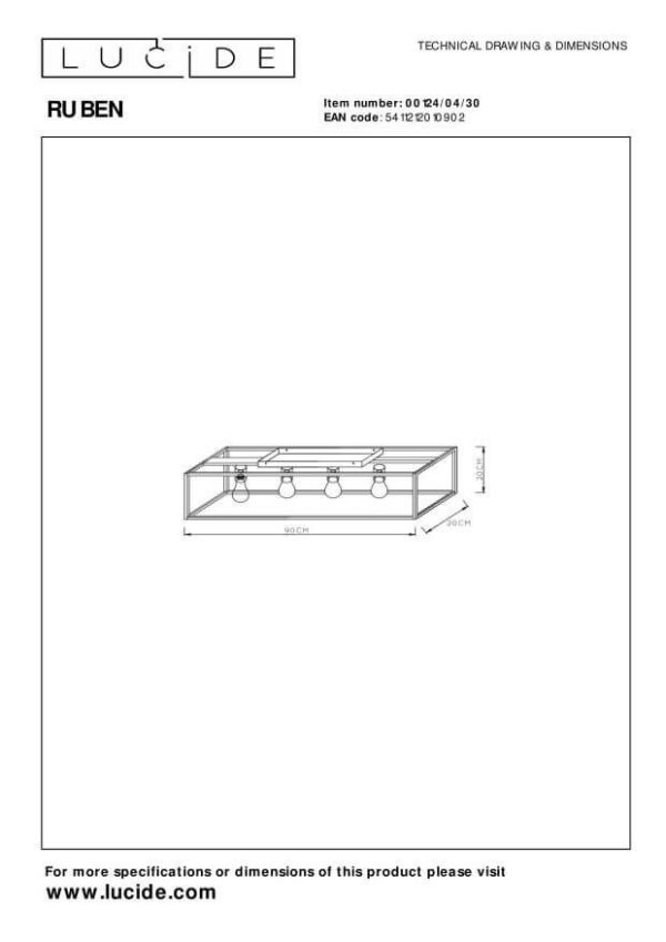 Lucide L001240430 přisazené stropní svítidlo RUBEN  E27