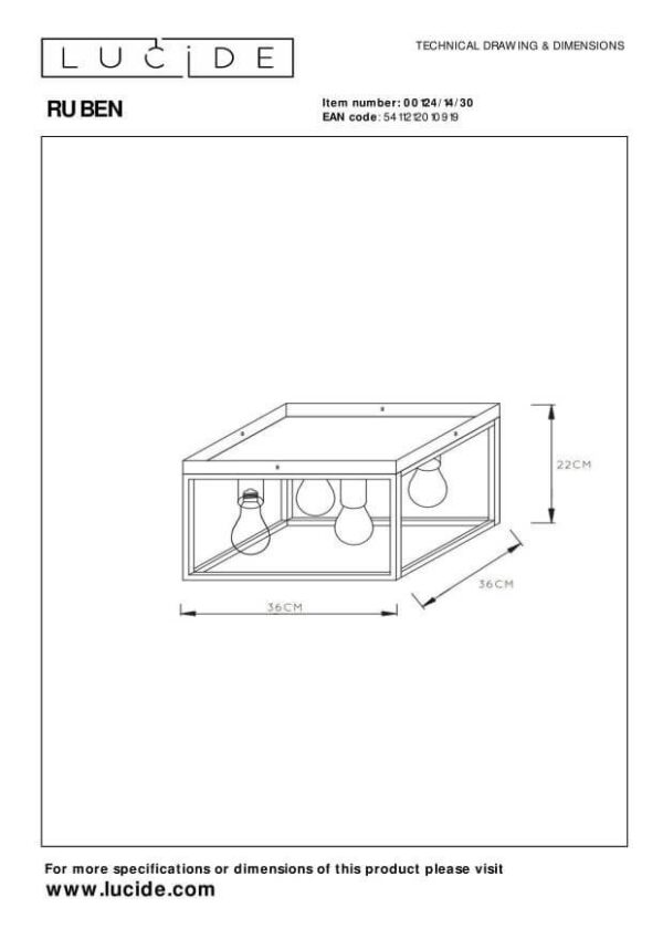 Lucide L001241430 přisazené stropní svítidlo RUBEN  E27