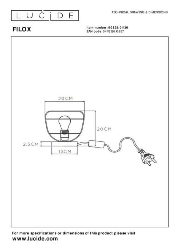 Lucide L005290130 stolní lampička FILOX E27