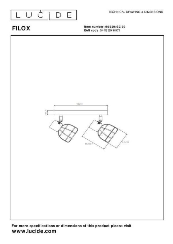 Lucide L009290230 bodové stropní svítidlo FILOX E14