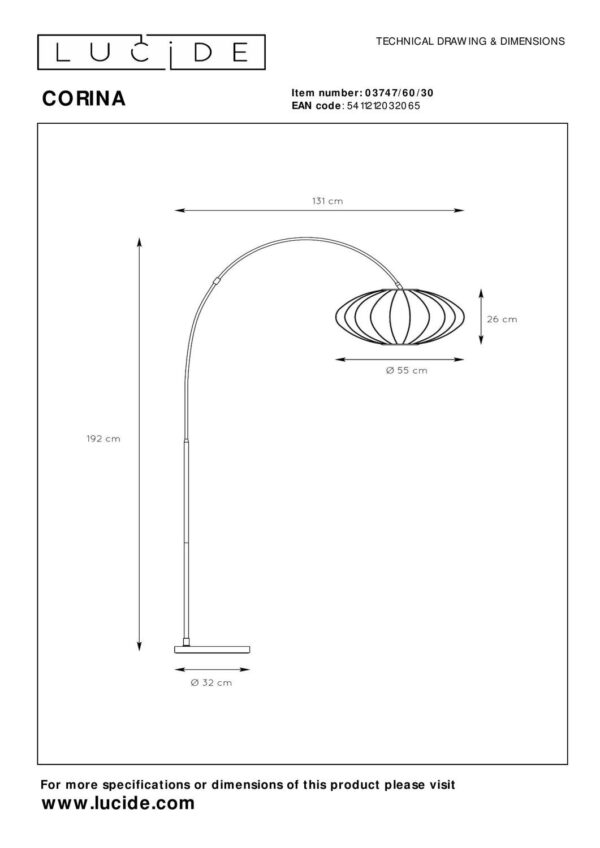 Lucide L037476030 stojací lampa CORINA  E27