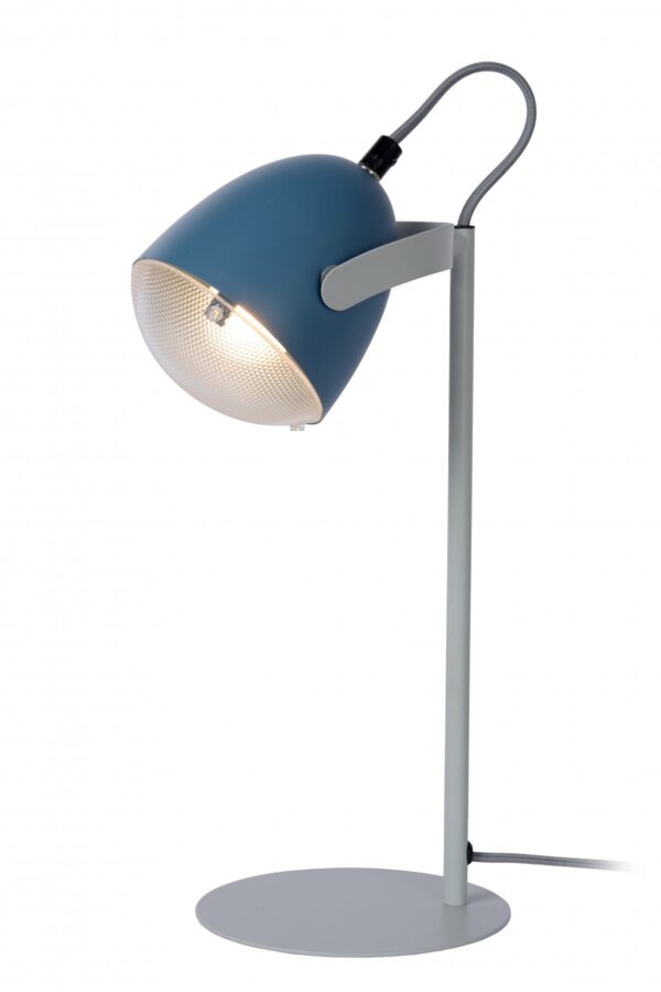 Lucide 05537/01/35 dětská stolní lampička Dylan 1x25W | E14 - modrá, kov, nastavitelná, vypínač na kabelu