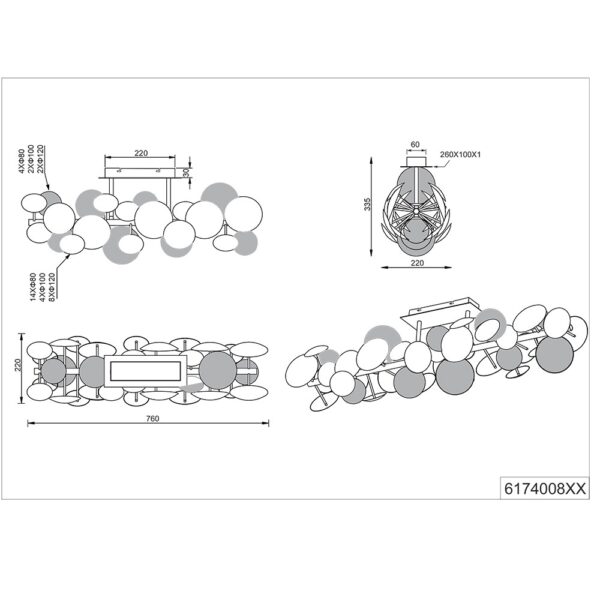 Trio SELECT 617400879  přisazené stropní svítidlo BUBBLE  G9