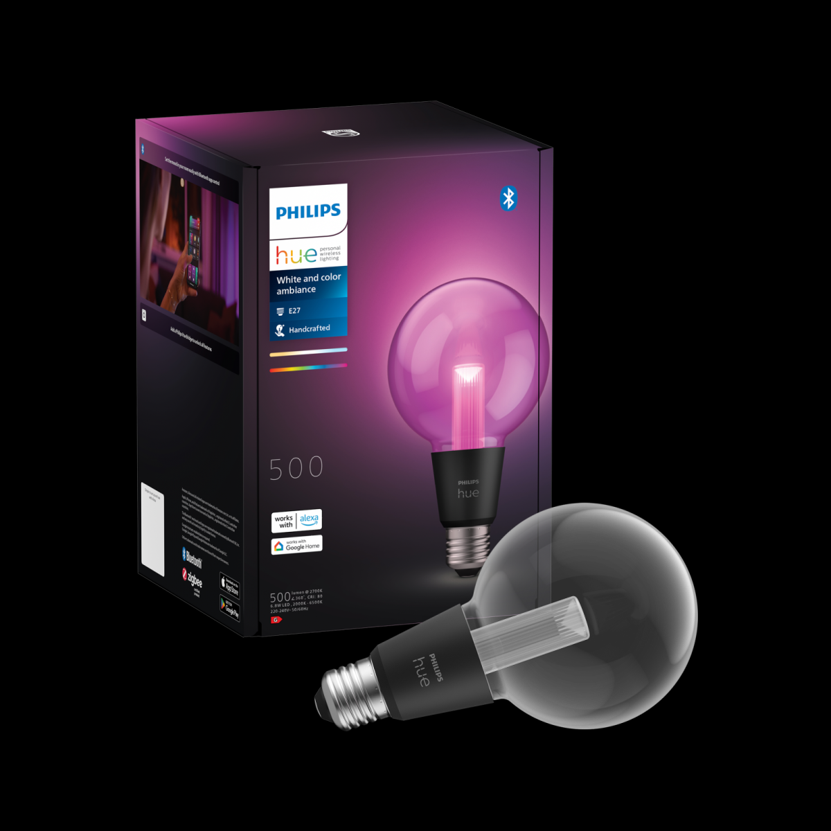 Philips Hue 8719514419155 LED inteligentní žárovka globe  | 6,8W E27 | 2000-6500+RGBK