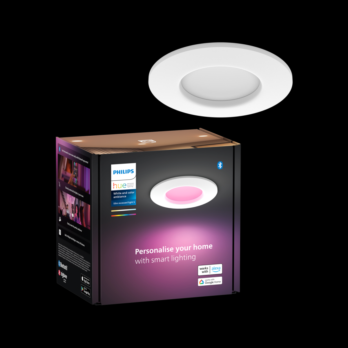 Philips Hue 8720169264090 LED koupelnové bodové svítidlo Slim downlight | 8,3W integrovaný LED zdroj | 2200-6500+RGBK