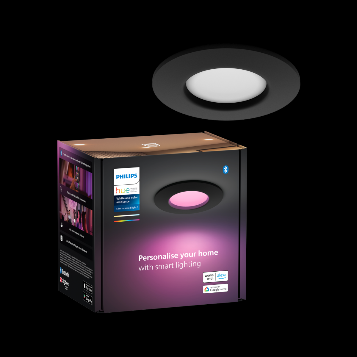 Philips Hue 8720169264151 LED koupelnové bodové svítidlo Slim downlight | 8,3W integrovaný LED zdroj | 2200-6500+RGBK