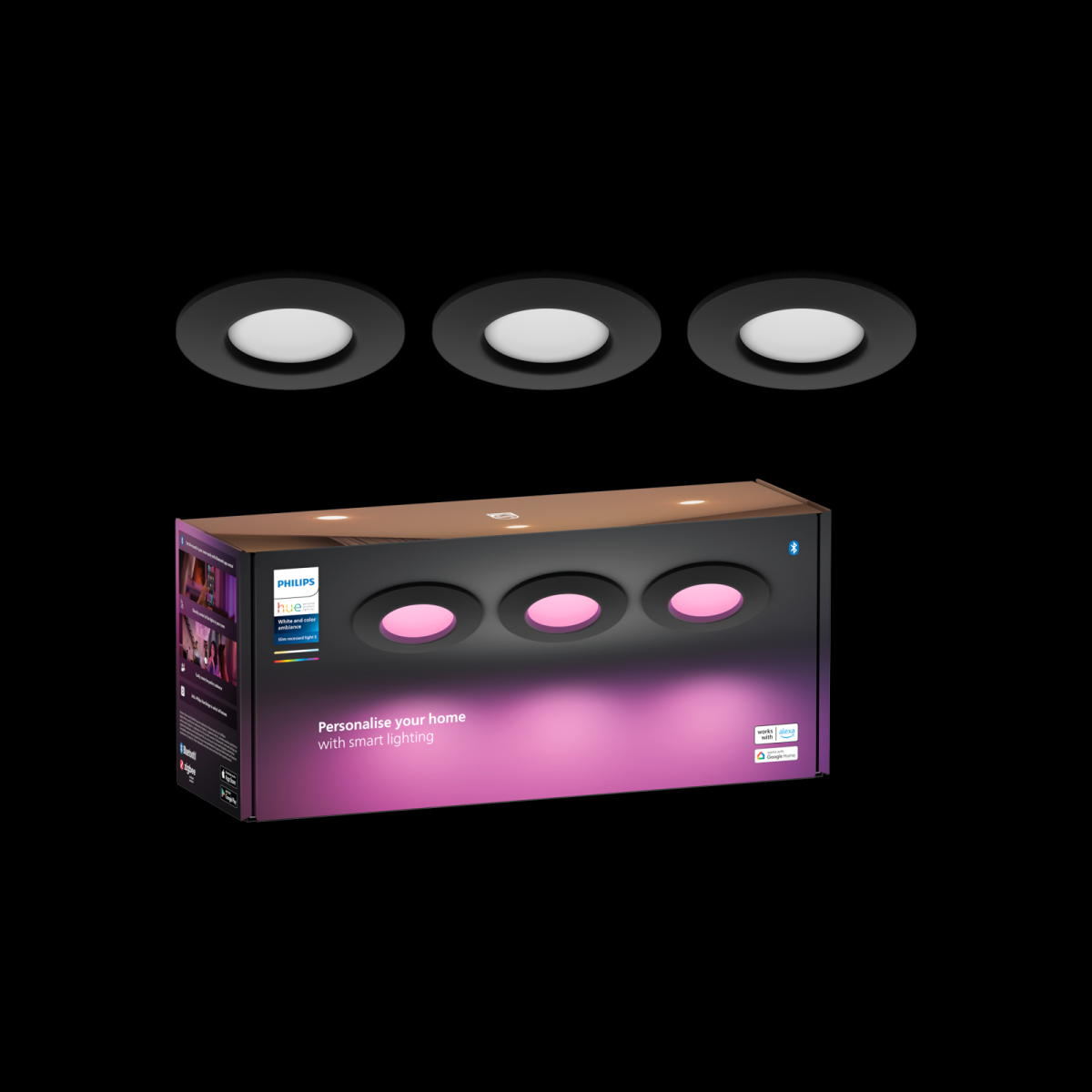 Philips Hue 8720169264793 LED sada bodových svítidel Slim downlight | 8,3W integrovaný LED zdroj | 2200-6500+RGBK