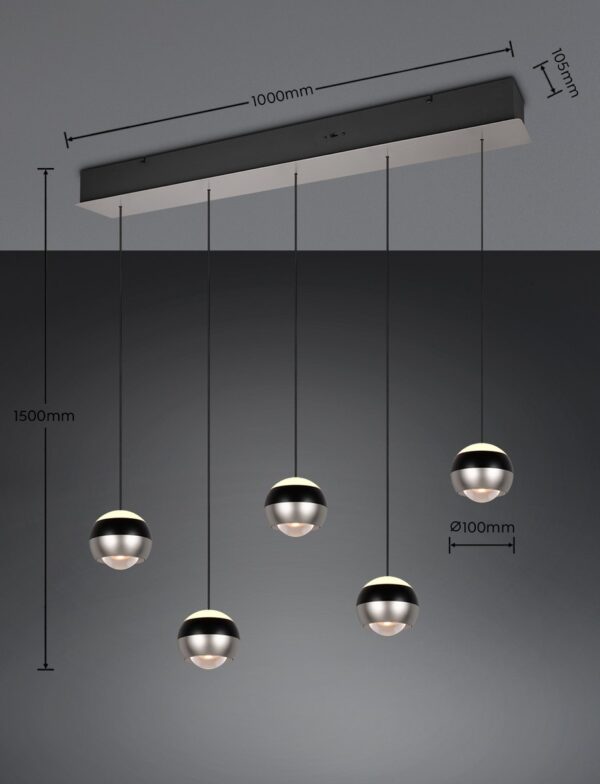 Trio SELECT  344410507  LED závěsné stropní svítidlo ORBIT  | 5x8W integrovaný LED zdroj | 5x960lm | 2300+3000+4000K