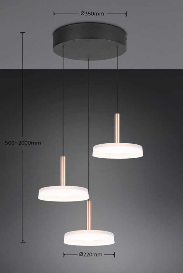 Trio T354930365 LED závěsné stropní svítidlo CELESTE  | 3x7,5W integrovaný LED zdroj | 3x750lm | 3000K