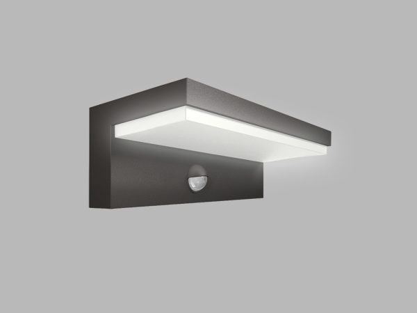 LED2 5200434 LED venkovní nástěnná lampa s pohybovým čidlem Hugo 1x9W | 376lm | 3000K | IP54 - černá