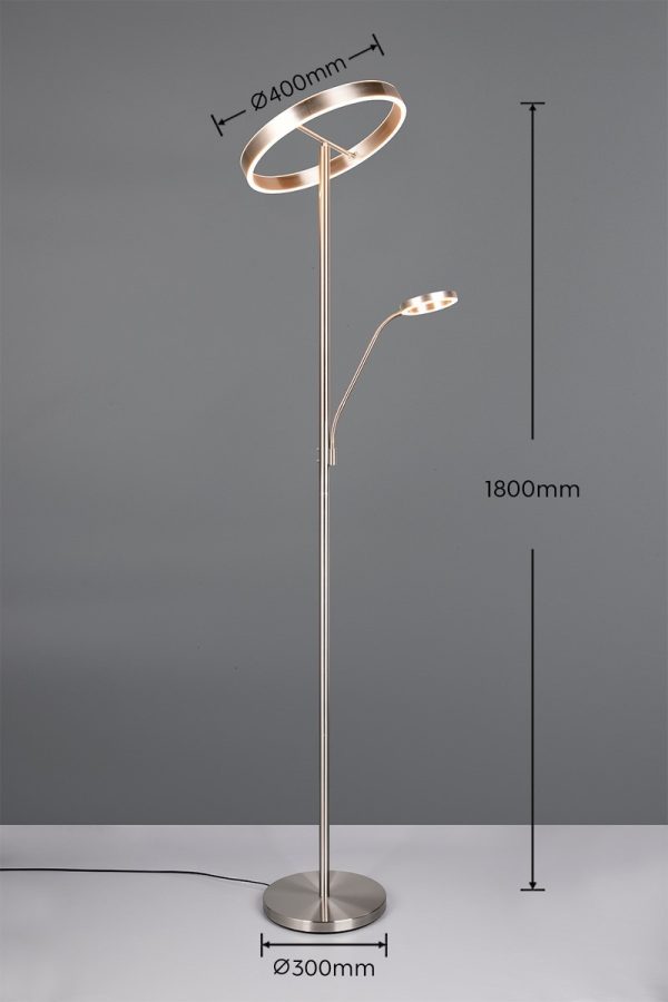 Trio T449510207 LED stojací lampa WILLIS  | 39+6W integrovaný LED zdroj | 4600lm | 2700+3350+4000K