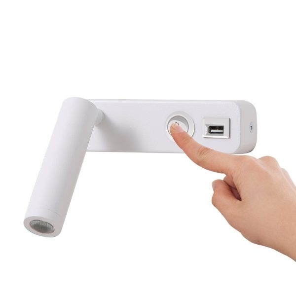 08279L LED nástěnné svítidlo GOAL USB | 3W integrovaný LED zdroj